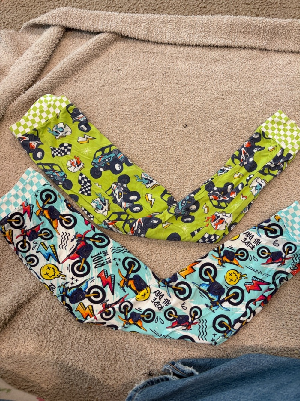B61 Lot of 2 Bamboo PJ Pants, Motorcross and ATV Print, 6-8T